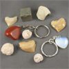 Image 1 : Lot of Raw Pyrite, Gastropod Fossils, Squalicorax Teeth, Red Jasper & Opalite Key Chain