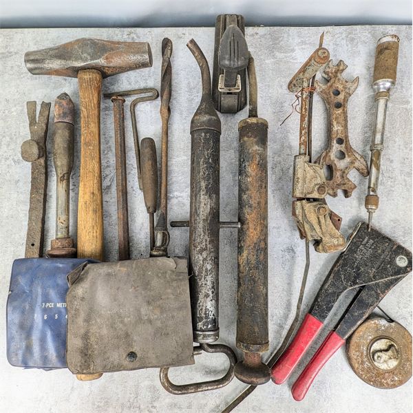 Vintage Tools - Hammers, Grease Gun, Push Drill, Allen Keys and more!