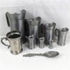 Image 1 : Lot of Pewter Measuring Cups, Decorative Cup and Decorative Spoon