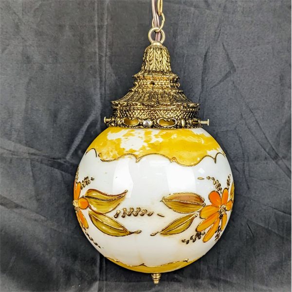 Vintage Hand Painted Swag Lamp