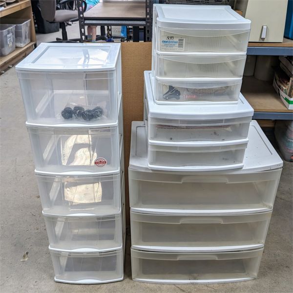 Set of 4 Plastic Storage Cabinets with Drawers