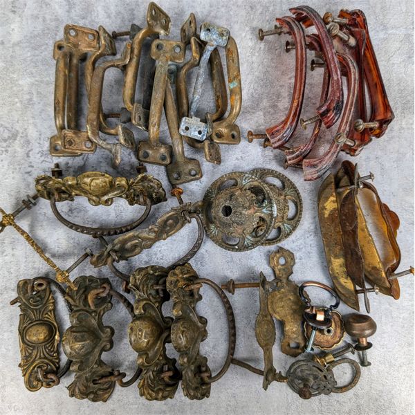 Lot of Vintage Brass, Bronze and Bakelite Handles