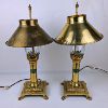 Set of 2 Vintage Brass Lamps Marked "Paris Orient Express"
