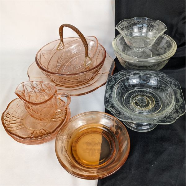 Large Lot of Various Depression Glass