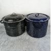 Image 1 : Set of 2 Large Enamel Ware Canning Pots