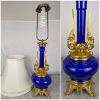 Image 1 : STUNNING Antique Cobalt Blue Lamp in Bronze - France Circa 1900's