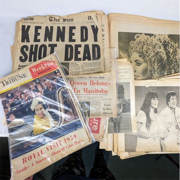 Lot of Various Old Newspapers & Magazines plus Winnipeg Tribune Celebrity Giant Posters