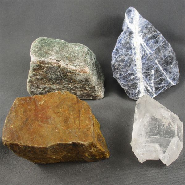 Lot of Raw Clear Quartz, Sodalite, Aventurine & Tiger Eye Specimens