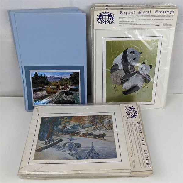 Large Lot of Vintage Regent Metal Etchings 
