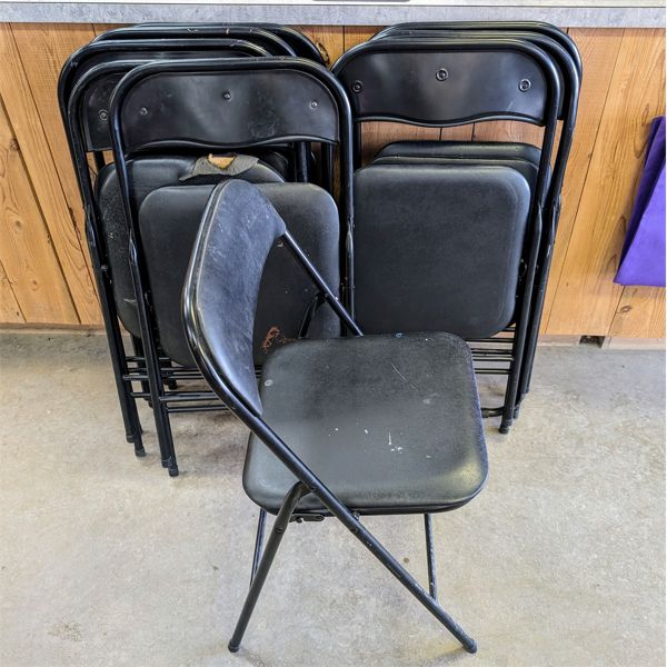 Lot of 9 Black Folding Chairs