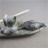 Image 3 : Vintage Soapstone Carving Inuit in Kayak Seal Hunting