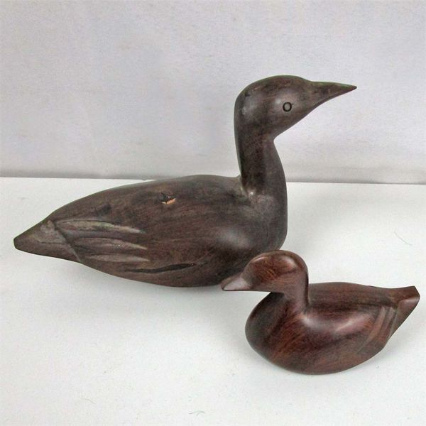 Set of 2 Ironwood Carved Ducks