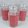 Image 1 : Set of 3 Anchor Hockings Red & White Gingham Checkers Canisters