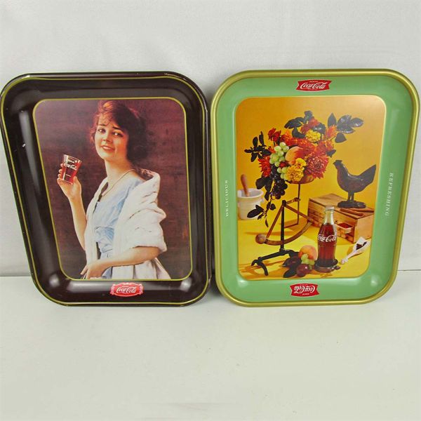 Set of 2 Vintage Coca Cola Trays 13" x 10.5"