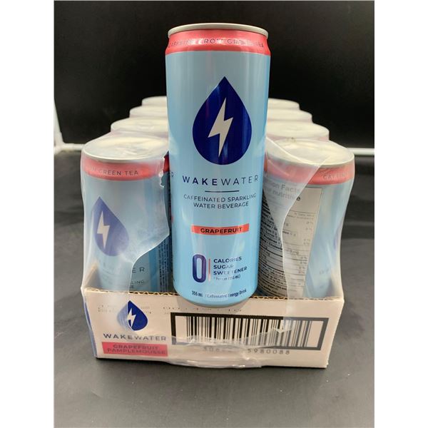 Wake Water Caffeinated Sparkling Water Beverage-Grapefruit (12 x 355ml)