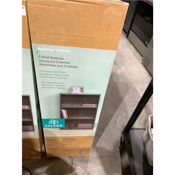 Beginnings Collection 3-Shelf Bookcase Cinnamon Cherry Finish