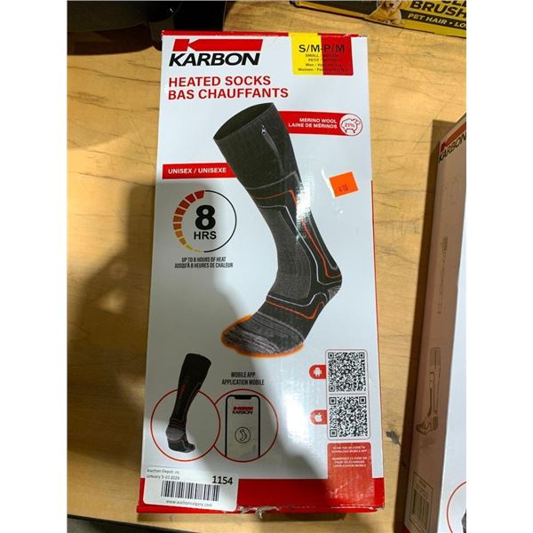 Karbon Heated Socks Size Small - medium