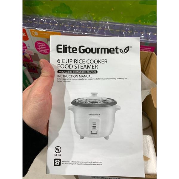 Elite Gourmet 6 Cup Rice Cooker Food Steamer