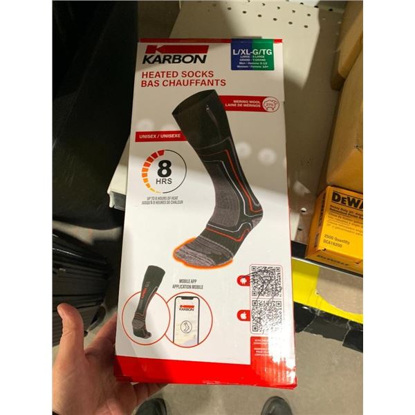 Karbon heated unisex socks size large-extra large