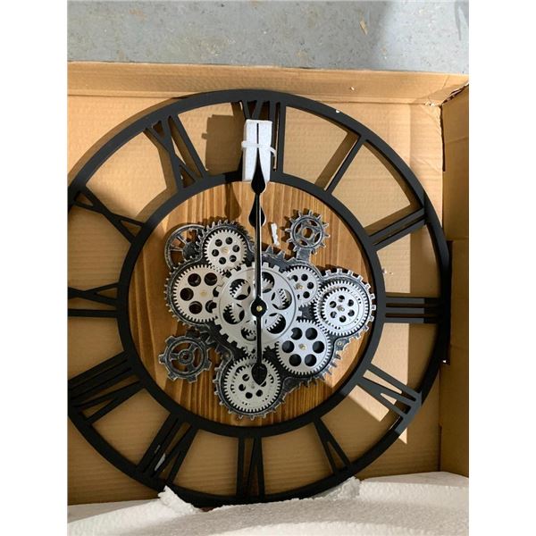 Lafocuse 23 inch wooden wall clock with real moving gears