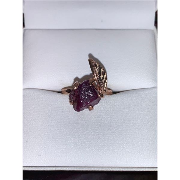 Natural Un Cut Ruby 2.13 Carat Solitaire Ladies .925 Rose Ring With Appraisal Certificate $675.00