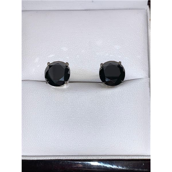 Natural Black Diamond 8.12 Carat Brilliant Cut Stud Earring Set with appraisal insurance replacement