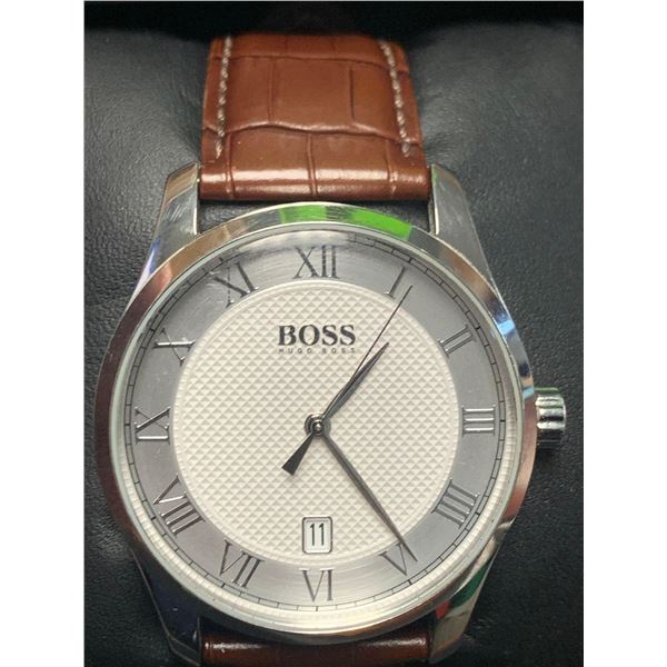 ESTATE ITEM - Hugo Boss Leather Strap Date face Wrist Watch
