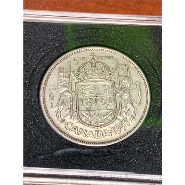 Canada Vintage 1957 Silver Half Dollar Cased Coin