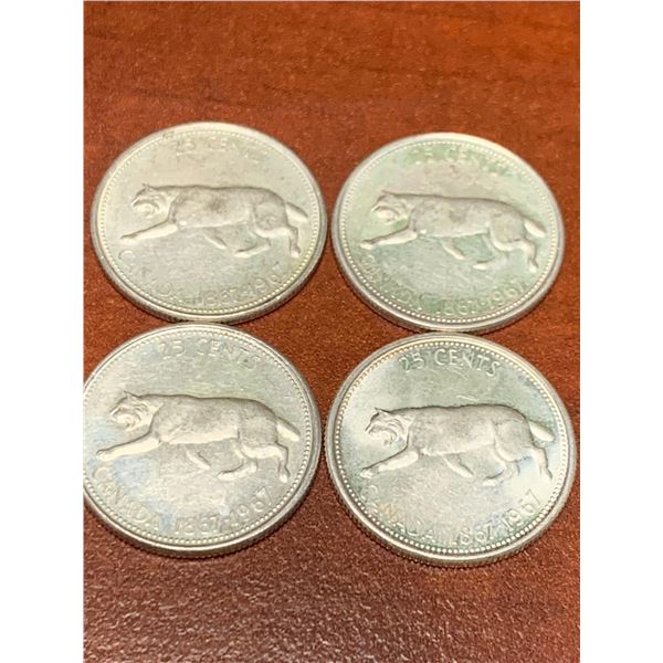 Canada Vintage 1967 Centennial Silver Quarters - Lot of 4