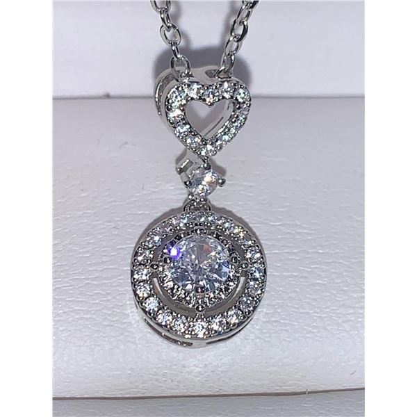Sweet heart Round Cut .80 Carat Solitaire Heart Pendant & Chain Set