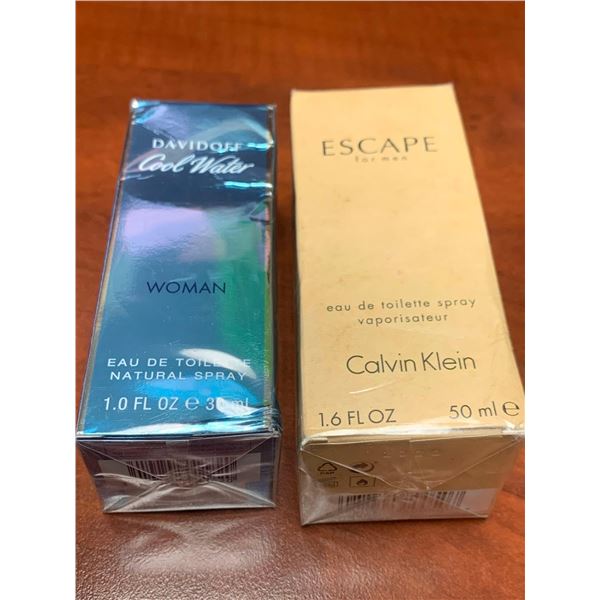 Davidoff Cool waters & Calvin Klein Escape Lot of 2 Cologne & Perfume, new sealed