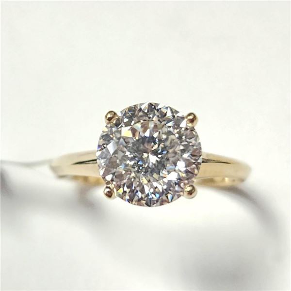10K Yellow Gold White Moissanite Test Like Diamond Looks Better(2ct) Ring (~Size 5.5) (~weight 1.9g)