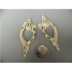 Lot of 2 new although old style, traditional, primitive scrimshaw (2)