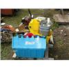 Image 1 : Lot of: hard hats; trash cans; mop bucket; jumper cables; miscellaneous items (75)