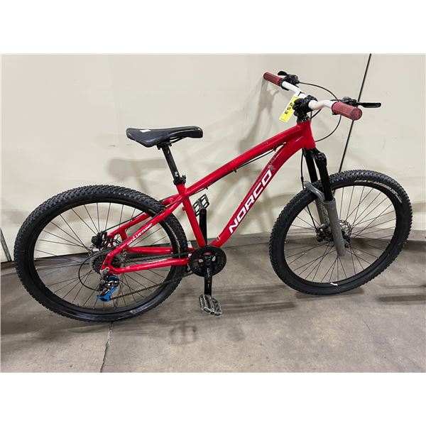 NORCO WOLVERINE RED  7 SPEED MOUNTAIN BIKE FRONT SUSPENSION DUAL DISC BRAKES