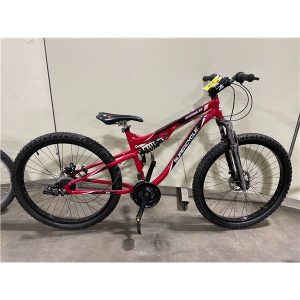 SUPERCYCLE SCRAMBLER RED 21 SPEED FULL SUSPENSION MOUNTAIN BIKE WITH REAR DISC BRAKE * BRAKES NEED