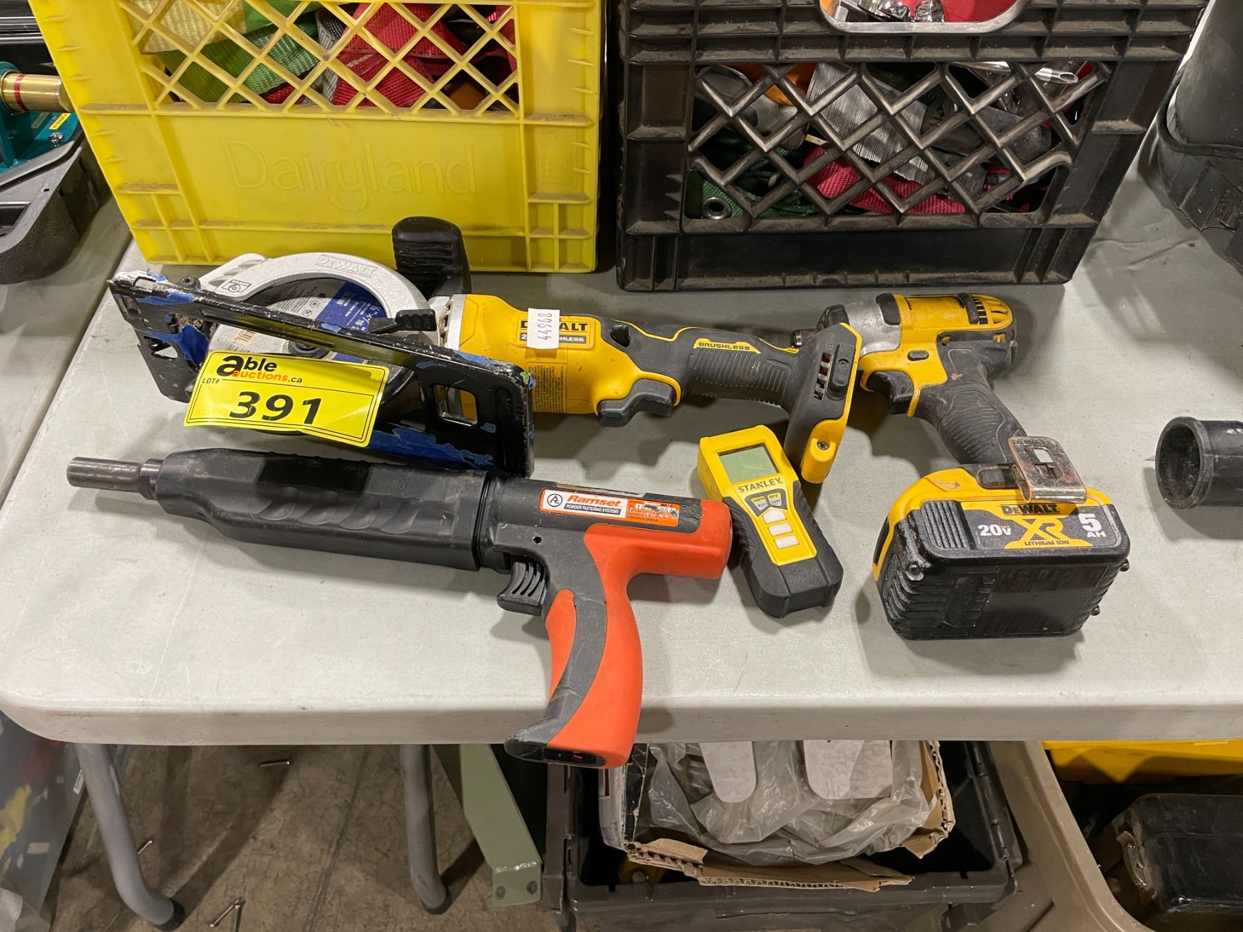 DEWALT CORDLESS SAW, SMALL BIT DRIVER & RAMSET POWDER FASTENING SYSTEM ...