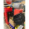 Image 2 : COLEMAN COOLER, WATER JUG, GARBAGE CAN, MISC BROOMS, SHOVELS, DIRECTION SIGNS, RED UNLINE & BOXES