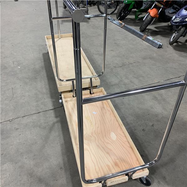 2 WOOD / METAL MOBILE CLOTHING / PRODUCT CARTS