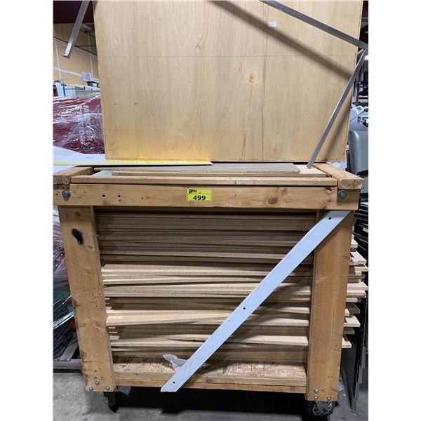 MOBILE WOODEN CART OF MDF WOOD SHEETS *CART INCLUDED*