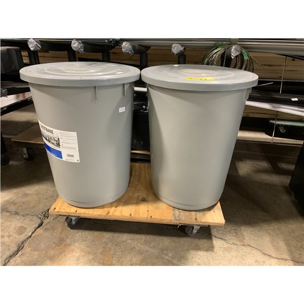 2 GREY PLASTIC CONTAINERS OF DUSTBANE SWEEPING COMPOUND