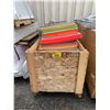 Image 1 : MOBILE WOODEN CRATE FILLED WITH ASSORTED PLEXI GLASS