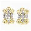 Image 1 : 18k Yellow & White Gold 0.20 ctw Round Diamond Open Huggie Cuff Omega Earrings