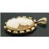 Image 3 : Antique Victorian 14k Gold Hand Carved Shell Oval Cameo Pendant w/ Curled Frame