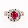 Image 1 : 1.21 ctw BURMA Ruby and 0.27 ctw Diamond 18K White Gold Ring (GIA CERTIFIED)