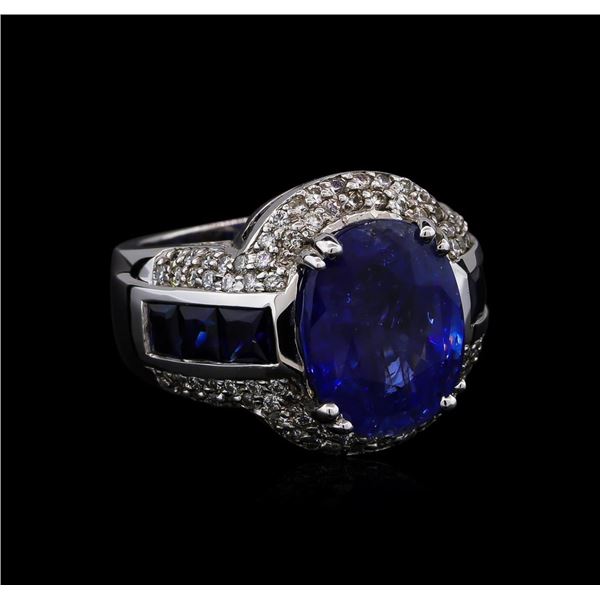 12.45 ctw Sapphire and Diamond Ring - 14KT White Gold