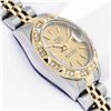 Image 4 : Rolex Ladies 2 Tone Sapphire Quickset Champagne Index And Diamond Bezel Watch