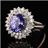 Image 2 : 6.06 ctw Tanzanite and 1.24 ctw Diamond 14K White Gold Ring