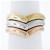 Image 1 : 14K Tri Color Gold Burnish Diamond Polished & Sandblast 3 Stackable V Band Rings