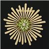 Image 2 : Vintage Retro 14K Gold Peridot & Diamond Cluster Radiating Spray Flower Brooch